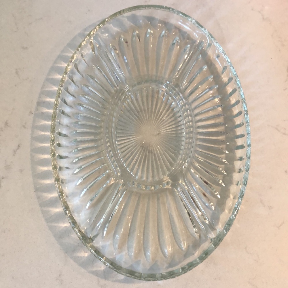 Oval Sectional Heavy Glass Serving Platter